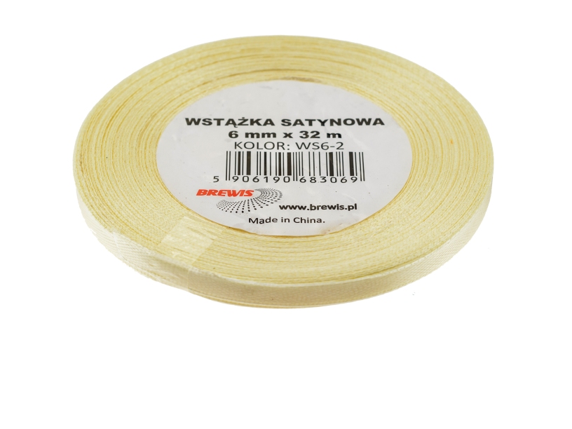 Wstążka satynowa 6mmx32m kremowa Brewis